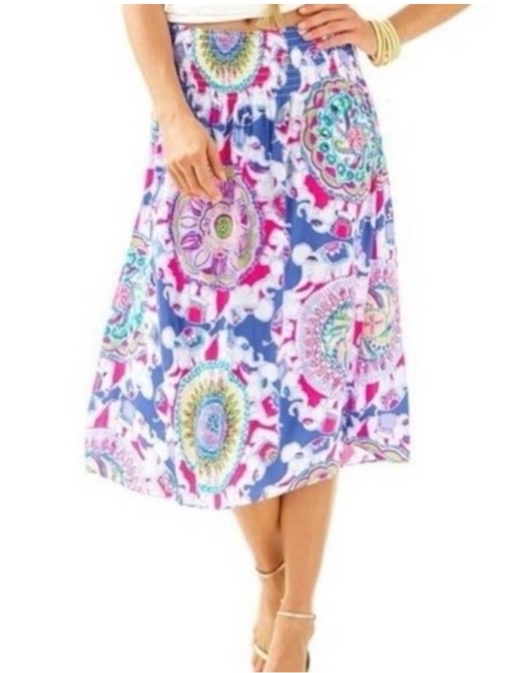 Lilly Pulitzer Adeline Skirt Midi Play that Trunky Music Elephant Summer XL